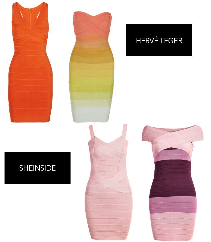 Bandage dresses from Hervé Leger and lookalikes from Sheinside