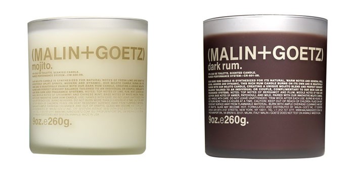 Malin+Goetz scented candles mojito and dark rum