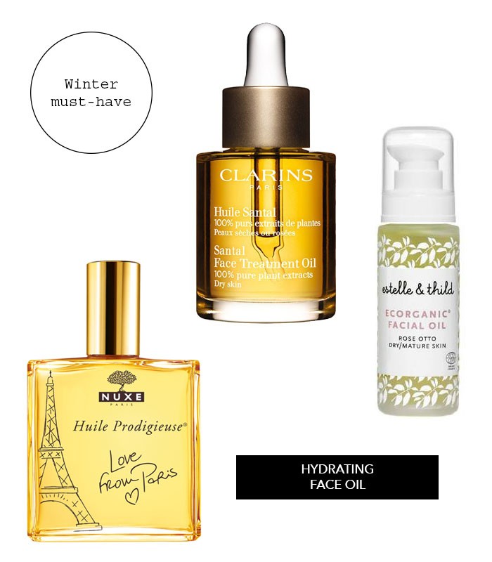 Hydrating face oils from Clarins, Nuxe and Estelle Thild
