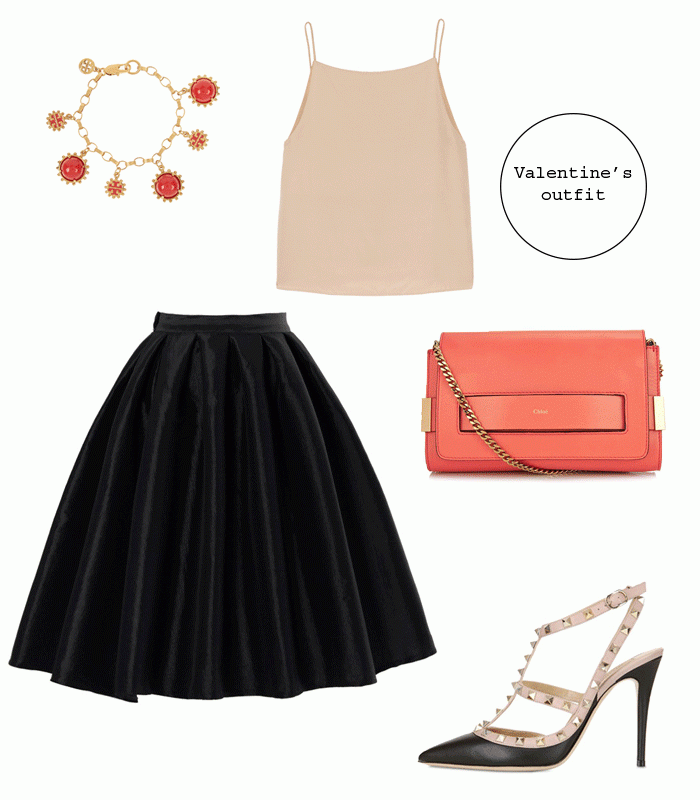 Valentines outfit Valentino heels, Chloe bag and wang top