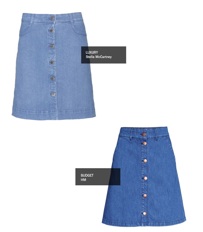 Buttoned jeans skirt from Stella McCartney and HM
