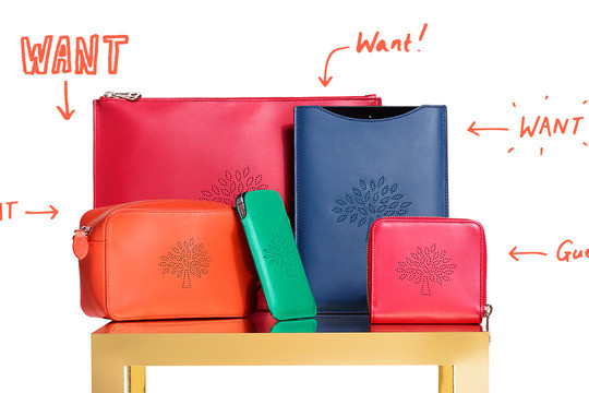 Mulberry Blossom collection, ipad sleeve, crossover bag, wallet, iphone case, in bold colours