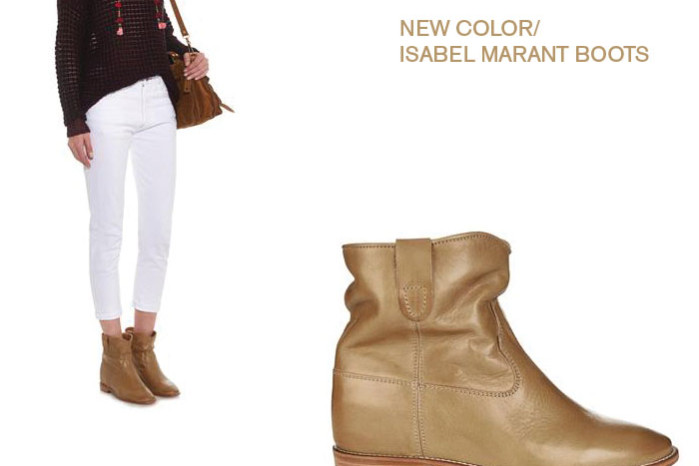 Isabel Marant cluster boots with concealed wedge in tan leather